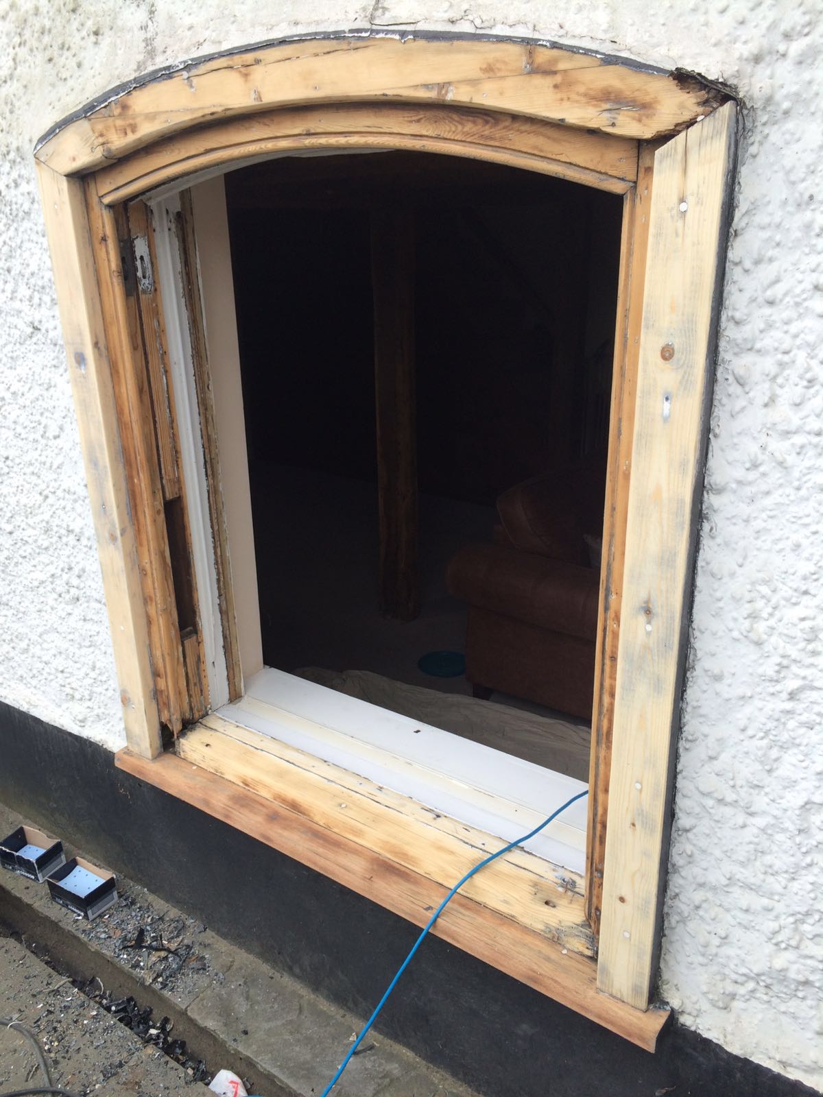 Timber window restored ready for painting and glazing