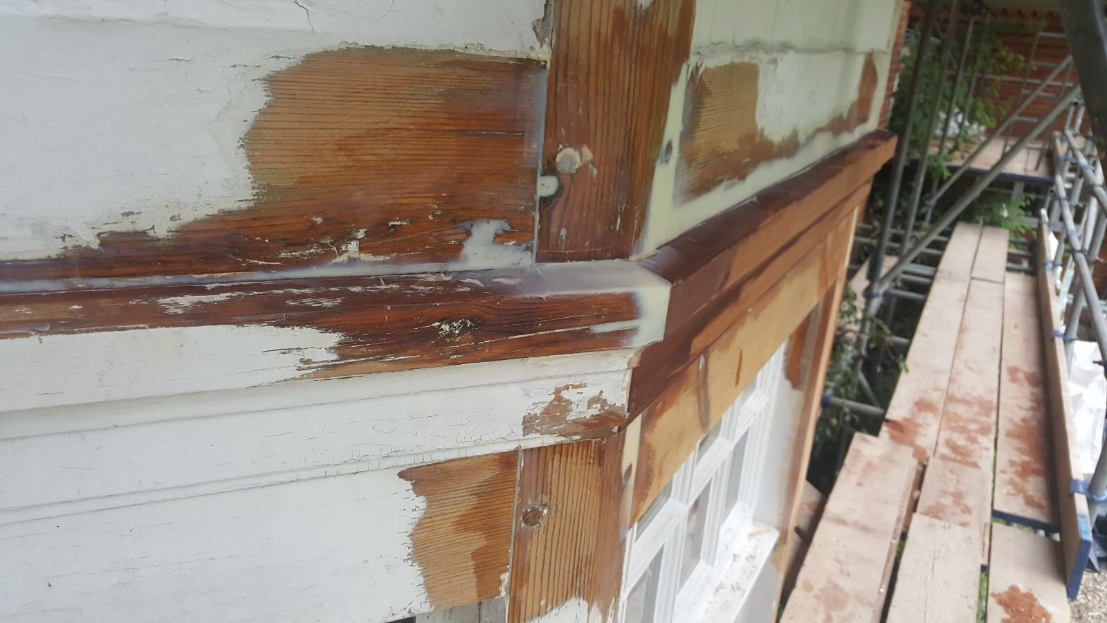 Resin filled repair of timber window frames